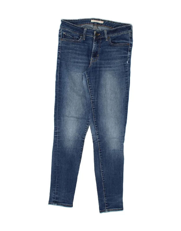 LEVI'S Womens 711 Skinny Jeans W28 L30  Blue Cotton Stylish Paperbag Waist Denim