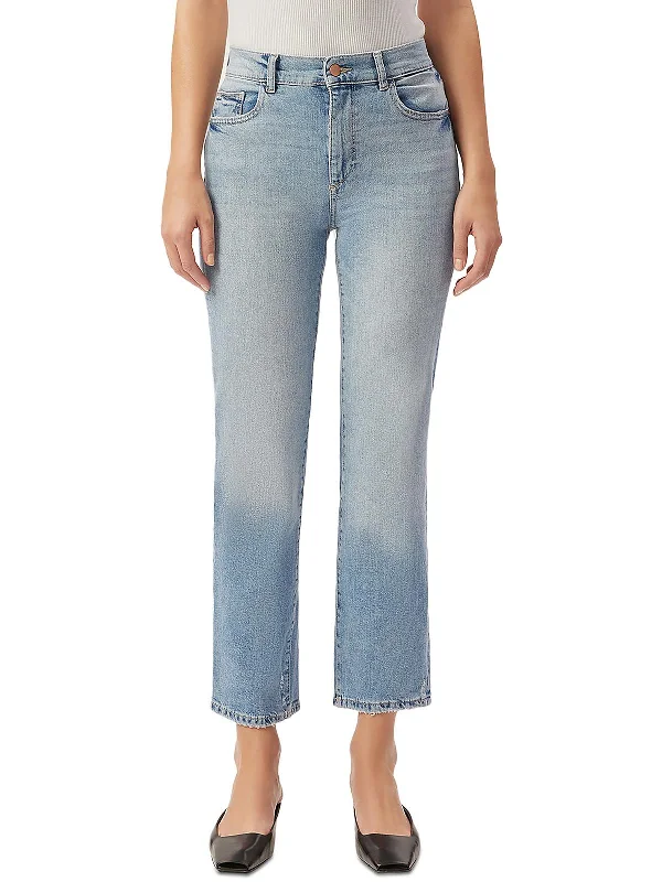 Patti Womens Denim Distressed Straight Leg Jeans Elegant Bootcut Fit Jeans