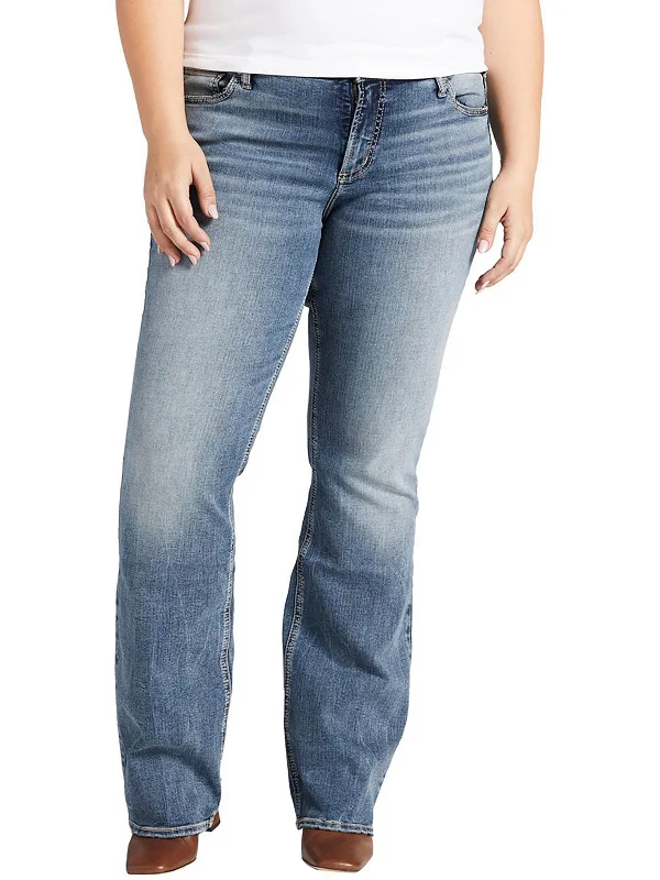 Plus Elyse Womens Curvy Fit Slim Bootcut Jeans Comfortable Full-Length Denim Jeans
