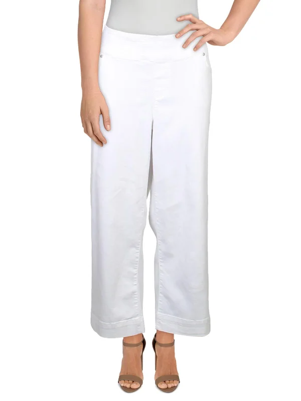 Plus Womens Denim Mid-Rise Wide Leg Jeans Elegant Wide-Leg Jeans