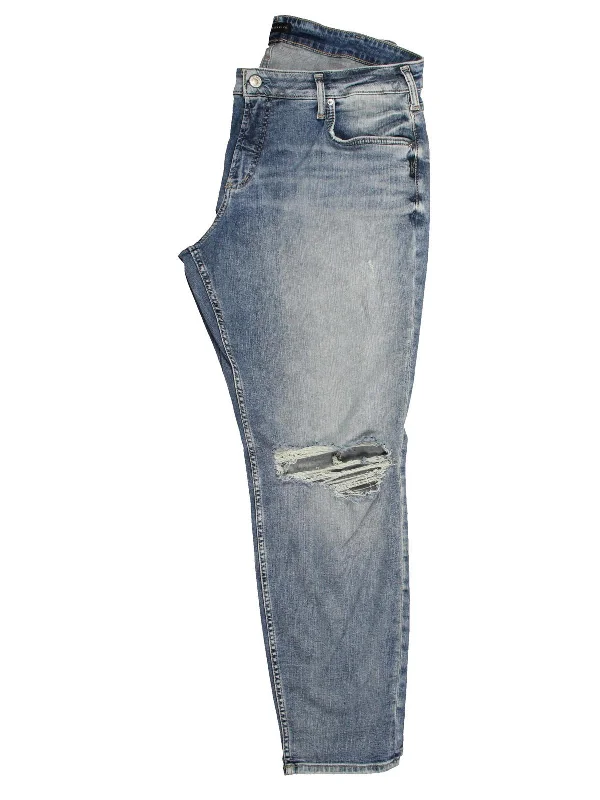 Plus Womens High Rise Distressed Straight Leg Jeans Stylish Plus Size Denim Jeans