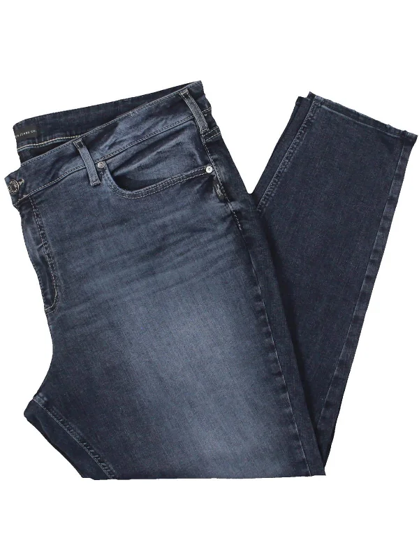 Plus Womens Solid Denim Skinny Jeans Casual Distressed Skinny Jeans