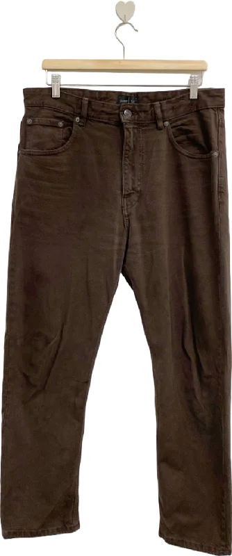 Pull&Bear Brown Black Label Jeans UK Size W34 Casual Loose Fit Jeans