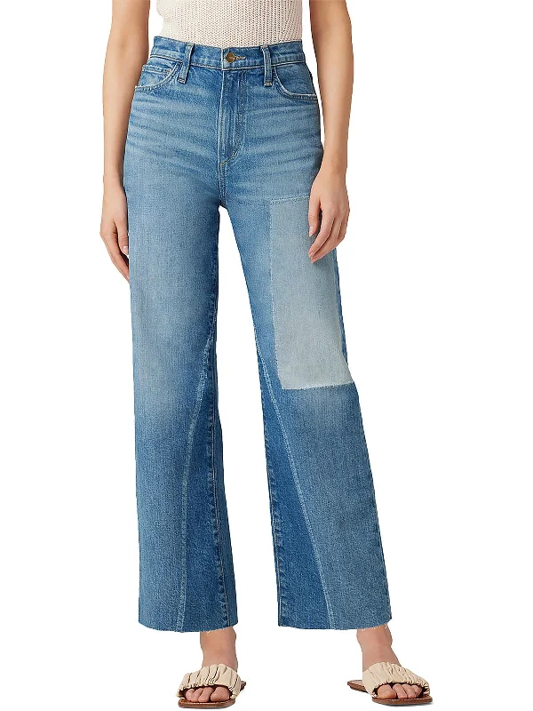 The Blake Womens High Rise Crop Wide Leg Jeans Trendy Skinny Fit Jeans