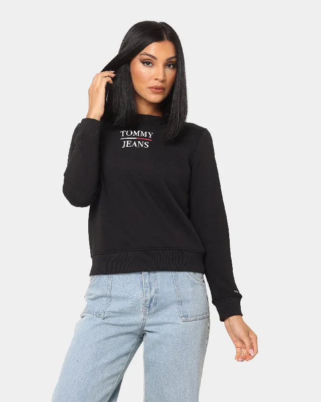 Tommy Jeans Women's Slim Terry Logo Crewneck Black Elegant High-Waisted Flared Jeans