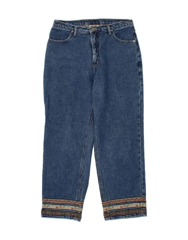 VINTAGE Womens High Waist Jeans US 11/12 Medium W30 L28 Blue Fair Isle Casual Loose Fit Jeans VINTAGE Womens High Waist Jeans US 11/12 Medium W30 L28 Blue Fair Isle Casual Loose Fit Jeans