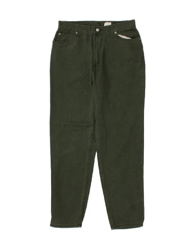 VINTAGE Womens Tapered Jeans UK 14 Medium W30 L29  Green Cotton Elegant Bootcut Fit Jeans