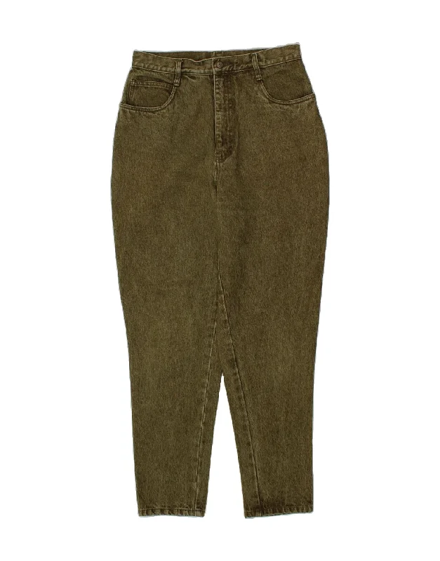 VINTAGE Womens Tapered Jeans UK 14 Medium W30 L29  Khaki Fashionable Straight Fit Denim