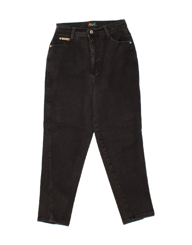 VINTAGE Womens Tapered Jeans W26 L27 Black Cotton Casual Distressed Skinny Jeans