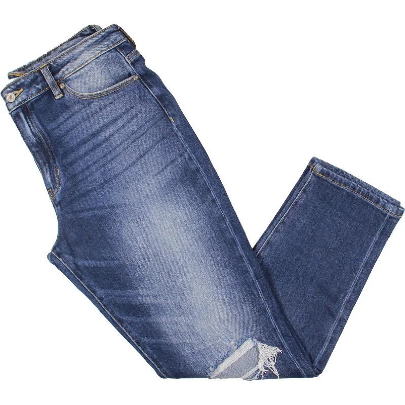 Womens Distsssed Denim Mom Jeans Casual Straight-Leg Jeans