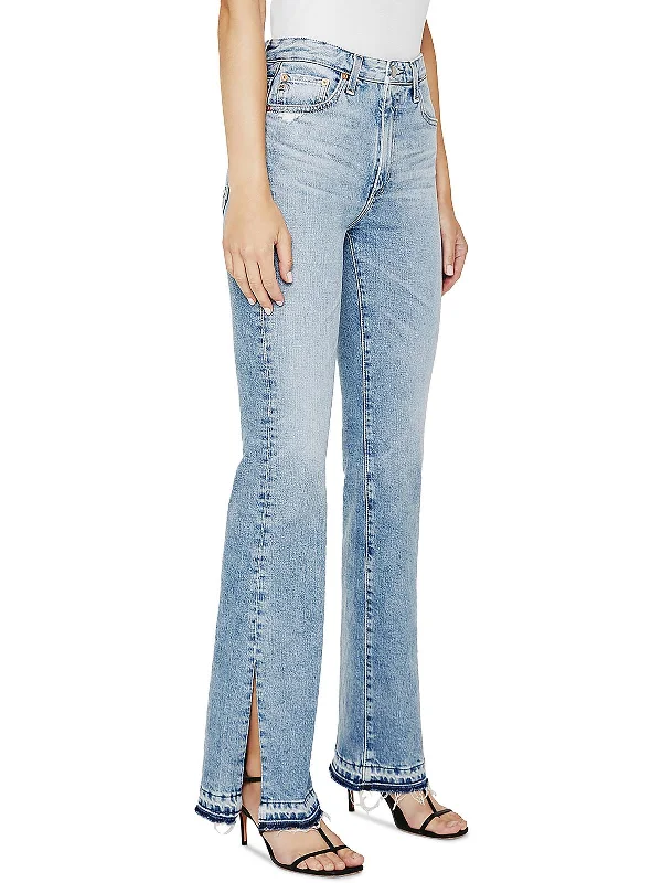 Womens High Rise Light Wash Flare Jeans Casual Wide-Legged Denim Jeans